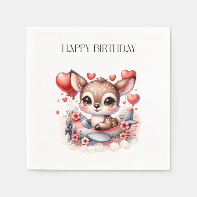 Rehkitz-Pilot-Geburtstag Serviette (Vorderseite)