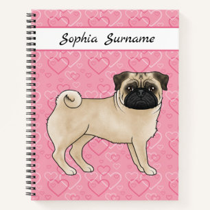 Rehkitz Pug Hund Süße Möpse Und Rosa Herzen Mit Te Notizbuch