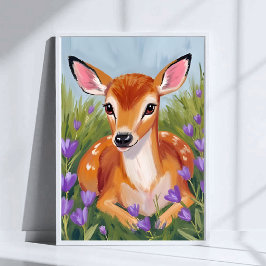 Rehkitz Tiermalerei Wasserfarben Kunst Poster