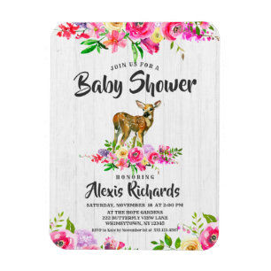Rehkitz Wasserfarben Florale Babyparty-Einladung Magnet