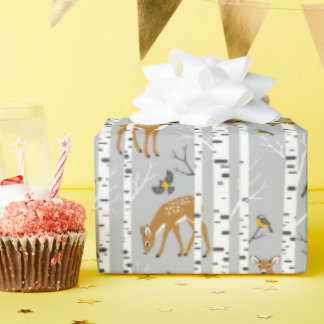 Rehkitz Weißbirkenwald Vögel Geschenk Geschenkpapier