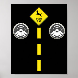 Rehleuchten Mit Straßenmarkierungen Paarkostüm Poster