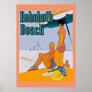 RehoBeide Beach Art Deco Poster