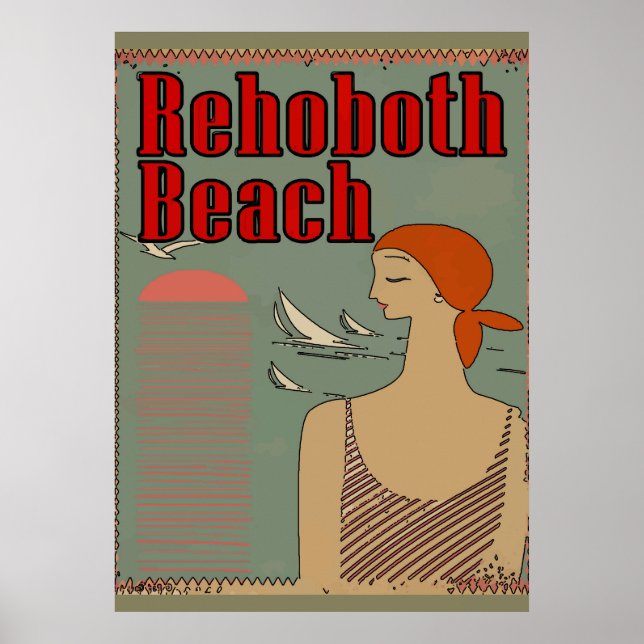 RehoBeide Beach Art Deco Poster (Vorne)