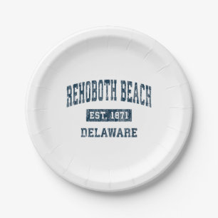 RehoBeide Beach Delaware DE Vintag Sports Design N Pappteller