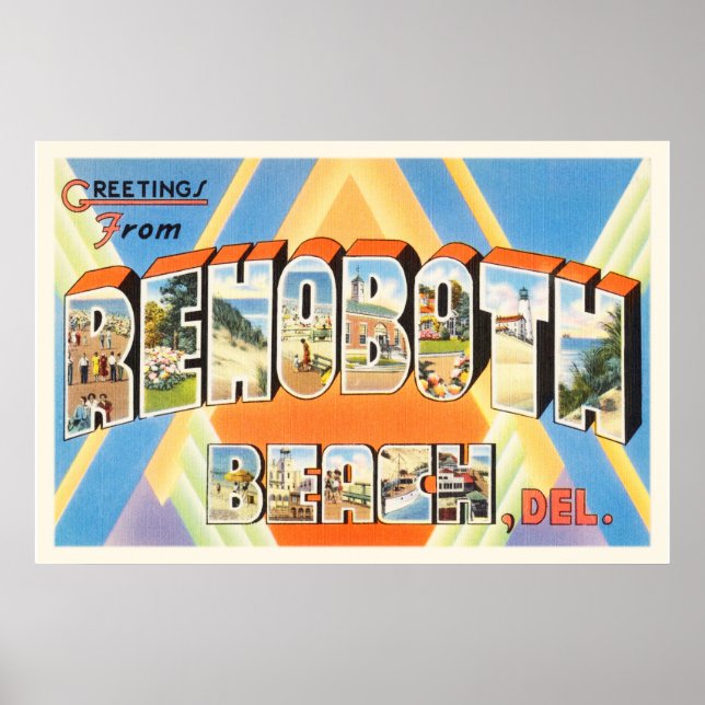 RehoBeide Beach Delaware DE Vintage Travel Postcar Poster (Vorne)