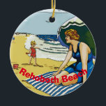 RehoBeide Beach, Delaware, hinzufügen, bearbeiten Keramik Ornament<br><div class="desc">Family on Beach,  RehoBeide Strand , Delaware,  fügen Sie Text zu bearbeiten,  um personalisieren</div>