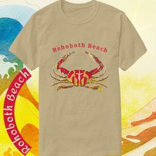 RehoBeide Beach Delaware Red and Gold Ocean Craps T-Shirt