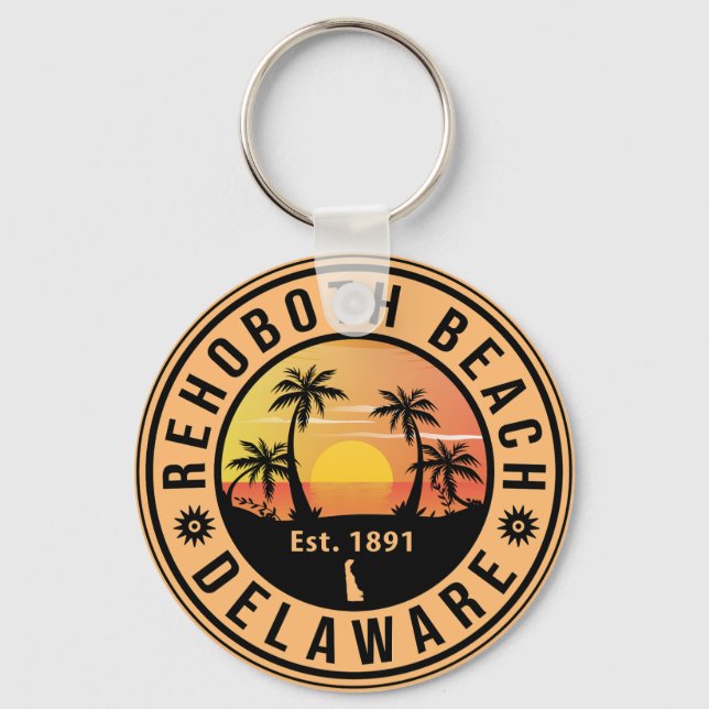 RehoBeide Beach Delaware Retro Sunset Souvenirs 60 Schlüsselanhänger (Vorderseite)