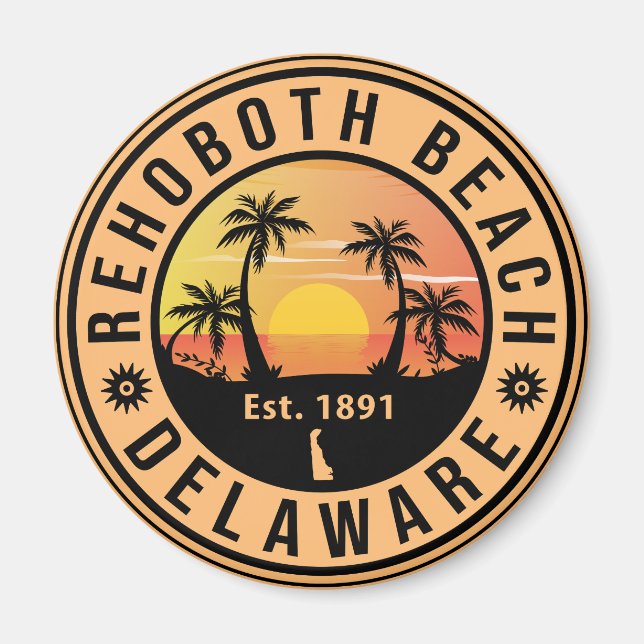 RehoBeide Beach Delaware Retro Sunset Souvenirs Magnet (Vorne)