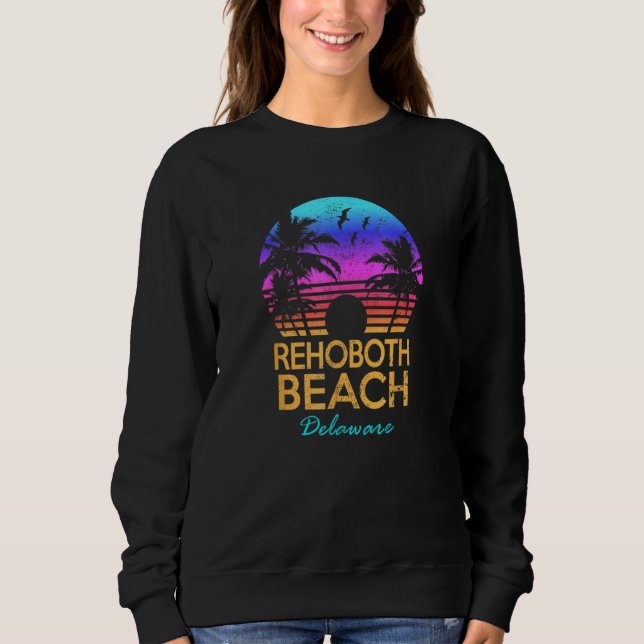 RehoBeide Beach Delaware Retro Sunset Summer Vibe  Sweatshirt (Vorderseite)