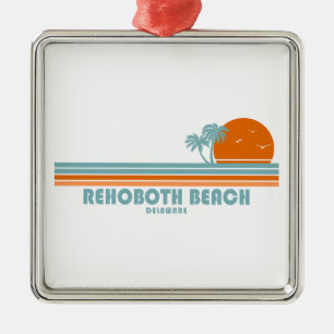 RehoBeide Beach Delaware Sun Palm Trees Ornament Aus Metall