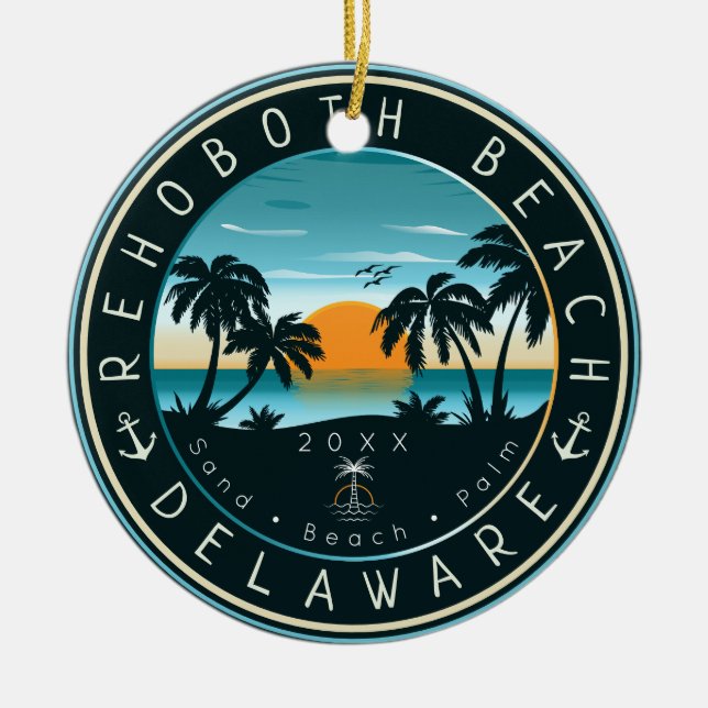 RehoBeide Beach Delaware Sunset Retro Souvenir 80e Keramik Ornament (Vorne)