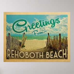RehoBeide Beach Vintage Travel Poster