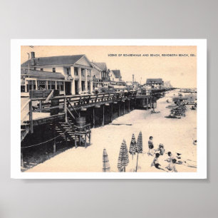 RehoBeide Strand DE, Delaware, Boardwalk Vintag Poster