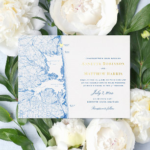 Rehoboth Beach Delaware Hochzeit Navy und Gold Folieneinladung