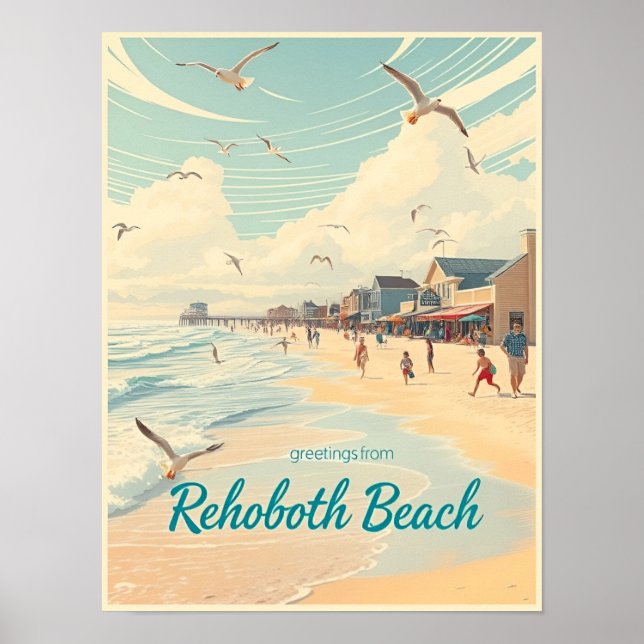 Rehoboth Beach, Delaware – Küsten-Vintage Poster (Vorne)