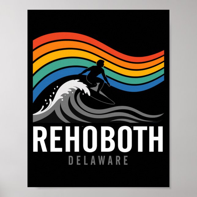 Rehoboth Beach Delaware Surfer Surfen Männer Poster (Vorne)