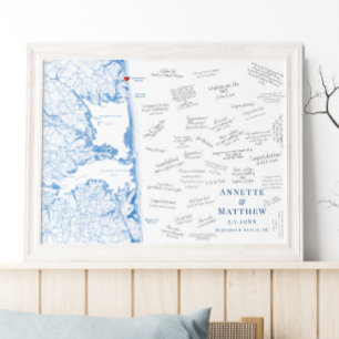 Rehoboth Beach Hochzeit Elegantes Gästebuch Poster