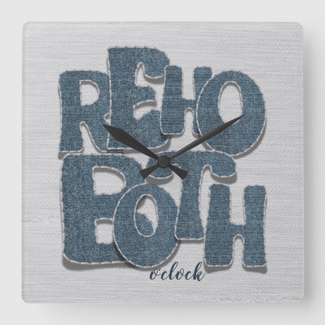 Rehoboth Delaware Beach Denim Letter Wanduhr (Vorderseite)