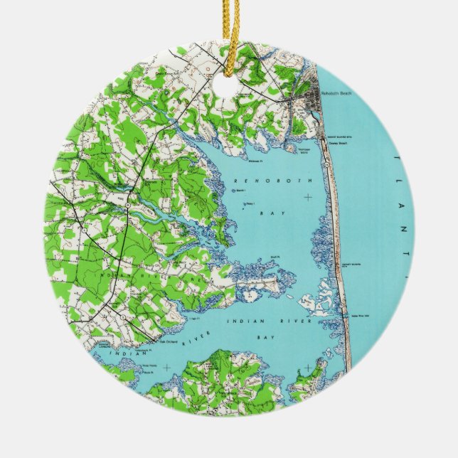 Rehoboth Strand u. Bethany Strand Delaware Map Keramik Ornament (Vorne)
