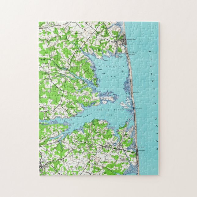 Rehoboth Strand u. Bethany Strand Delaware Map Puzzle (Vertikal)