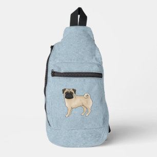 Rehpug-Hund Canine Süße Cartoon-Illustration Blau Crossbody Bag