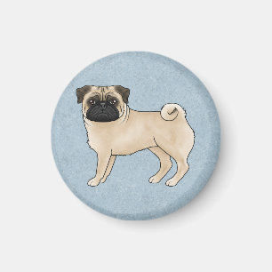 Rehpug-Hund Canine Süße Cartoon-Illustration Blau Magnet