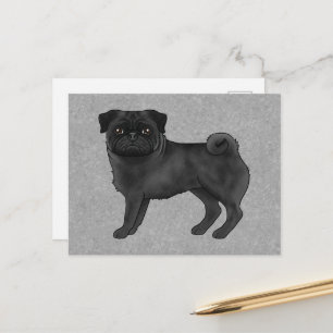 Rehpug-Hund Canine Süße Cartoon-Illustration Blau Postkarte
