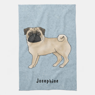 Rehpug Hund Cute Cartoon mit individuellem Namen B Geschirrtuch