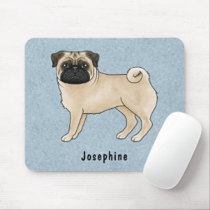 Rehpug Hund süße Cartoon mit individuellem Namen B Mousepad