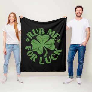 Reibe mich für Glück St. Patrick's Day Kleeblatt Fleecedecke