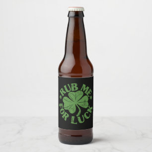 Reibe Mich Für Glück St. Patrick's Day Shamrock Bierflaschenetikett