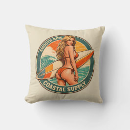 Reibungslose Fahrt Coastal Supply Retro Surf Shop  Kissen
