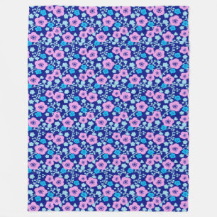 Reich blaues und rosa Blumenmuster Japanischer Pfl Fleecedecke