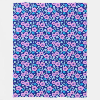 Reich blaues und rosa Blumenmuster Japanischer Pfl Fleecedecke