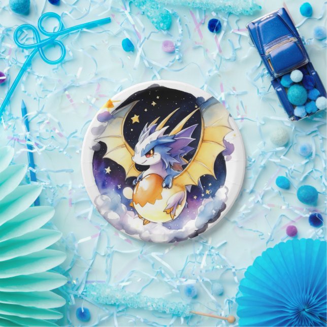 Reich der Drachen: Babydusche Pappteller (Party)