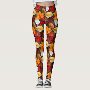 Reich der Foliage mit Ahorn-Blätter in warmen Farb Leggings