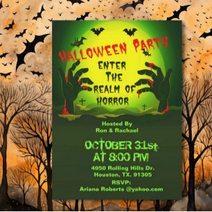 Reich des Horrors Bloody HandsHalloween-Einladung Einladung