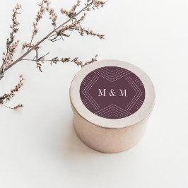 Reich | Eggplant Wedding Monogram Runder Aufkleber