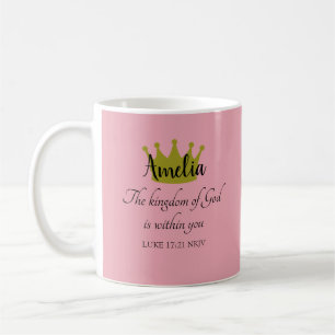 Reich Gottes Bibelvers Name und Krone Rosa Kaffeetasse