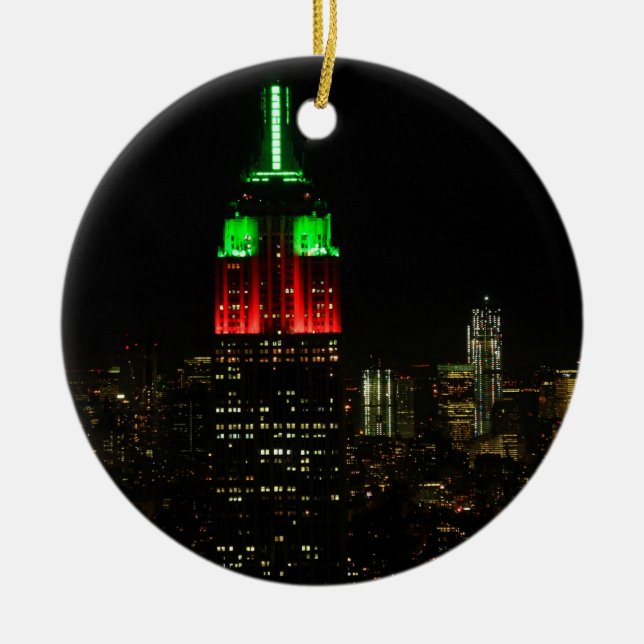 Reich-Staats-Gebäude-Weihnachtsfarben nachts 01 Keramikornament (Vorne)