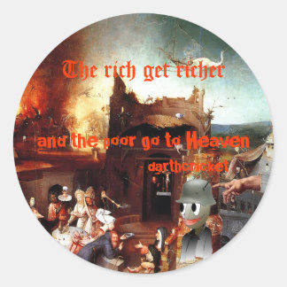 Reich und arm runder aufkleber