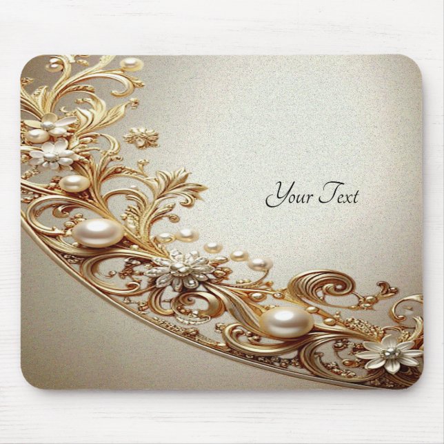Reich verzierte goldene Mousepad mit Schnörkel (Vorne)