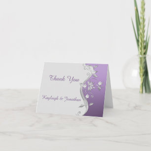 Reich verzierte lila und silberne Blumen Dankeschö Dankeskarte