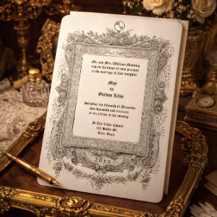 Reich verzierte Scrollrahmen-Rand-Hochzeit im vikt Einladung