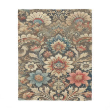 Reich verzierte, vintage Blumenbrokat in warmer er