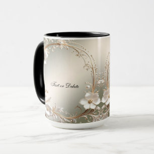 Reich verzierte weiße Blumen-Tasse Tasse