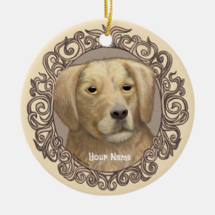 Reich verzierter Golden Retriever-Schmuck Keramik Ornament