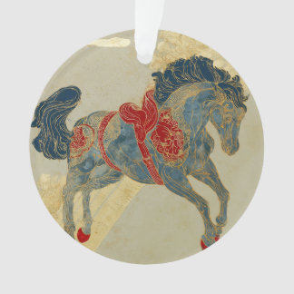 Reich verziertes königsblaues Pferd Ornament